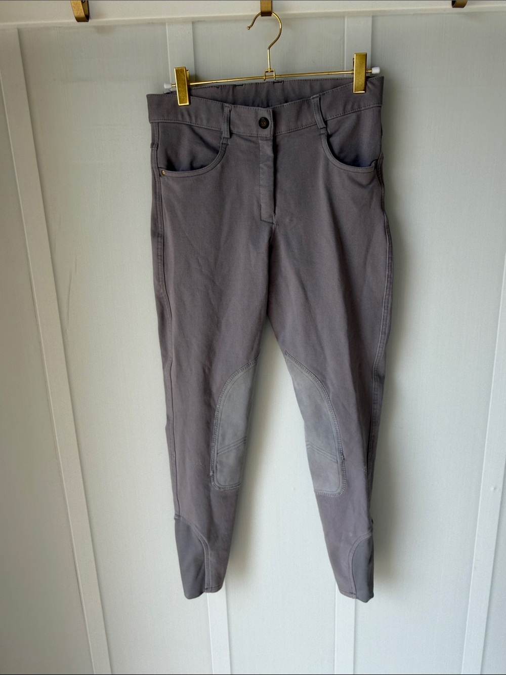 Women’s Grey Stretch Jeggings with Knee Patches